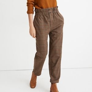 Madewell Plaid Paperbag Tapered Pants Size 2